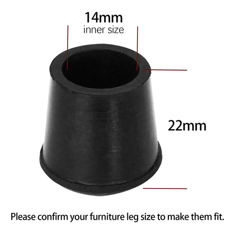 Four Pack Black Round Rubber Chair Leg Caps And Table Feet Covers Soft Touch Anti Slip Protectors Nine Sixteenth Inch Inner Diameter
