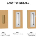 Installation steps for 7 Inch Recessed Flush Finger Pulls For Pocket Door Sliding Door Hardware In Brushed Stainless Steel Rectangular 2 Pack Durable 304 Stainless Steel Rust Resistant Fingerprint Resistant Recess Mount