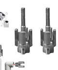 Dual Function Pipe Threader Kit For 1/2 And 3/4 Inch PVC Pipes Electric Drill Compatible Internal External Threading Tool close-up of die heads