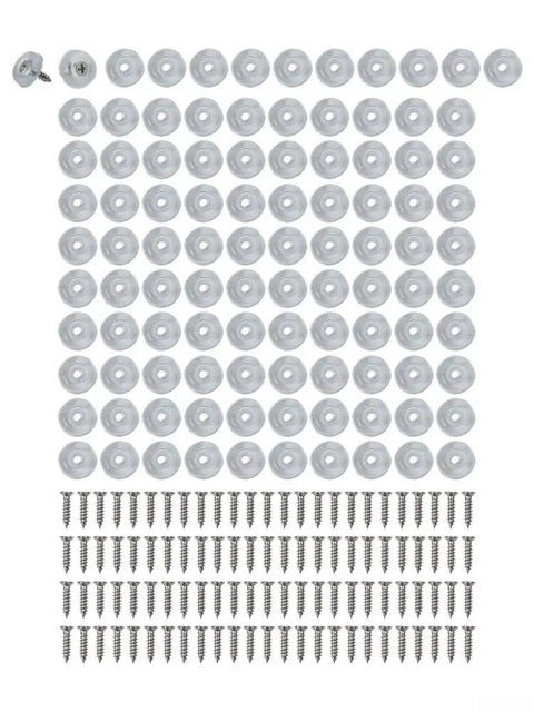 Transparent Non Slip Rubber Feet With Stainless Steel Screws For Chopping Boards Garden Furniture And Small Appliances Clear PVC Anti Slip Pads 1.6 x 1.5 x 0.7 Cm Pack Of 100 Or 150 displayed on white background