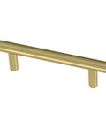 Satin Gold Cabinet Handles Set 30 Pack With Three Inch Center Holes Modern Pulls, shown in side view, made of durable rust-resistant stainless steel.