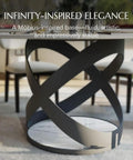 Modern 51 Inch Round Dining Table Slick Glossy White Sintered Stone Top Built Tough Black X Carbon Steel Base legs.