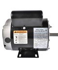 Heavy Duty 2HP Air Compressor Motor With 120 240V Single Phase Power Brings Bang For Your Buck Performance And Smooth Plug And Play Shop Floor Upgrade side view showing warning label.