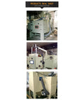 Large Chamber Automatic Sandblast Cabinet Drop Dead Tough Abrasive Processing Rig for metal prep with conveyor and dust collection.