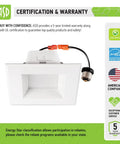 4 Inch Square Recessed LED Can Lights 10W Replacement 722 Lumens Wet Rated Dimmable CRI90 5 CCT Adjustable with UL Cert badge