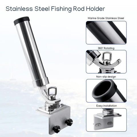 Boat Track Mount Fishing Rod Holder, 2 Pack, Adjustable Stainless Steel Rod Holders For Marine Slide Rail System, Heavy Duty Fishing Pole Holder For Boat Kayak Yacht, 360° rotating