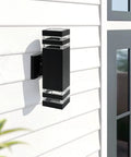 Dusk To Dawn Outdoor Wall Lights Up Down Exterior Sconces With E26 Socket mounted on white house siding