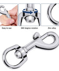 Heavy Duty Metal Swivel Flag Snaps With Kickass Swivel Eyelets For Max 5/16 Inch Rope, showing 360° rotation and zinc alloy construction.