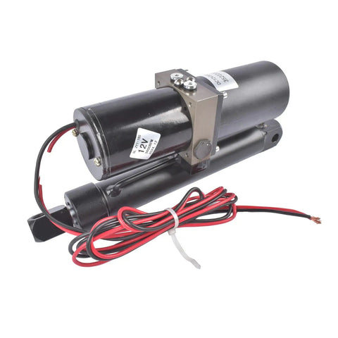 Big Hitter 12V Hydraulic Linear Actuator With 8 Inch Stroke And 1700 Lbs Max Thrust for garage builds, featuring wiring and compact design.