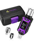 1/2 Inch Digital Torque Adapter Set With Ultra Slim Design For Tight Spaces, Delivers 0.4-22.1 Ft-Lb (0.6-30 Nm) Of Precise Torque, Great For Engine Bays, Bicycle Spokes, And Other Confined Work Areas, black case with reducers