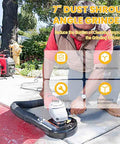 Man using Universal 7 Inch Dust Shield For Angle Grinders Surface Grinding Dust Cover Built Tough With Metal Clamp And Iron Ring