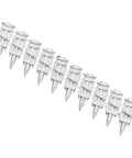 Close-up of Three Quarter Inch Concrete Nails For BX4 1000 Nailers Heavy Duty Flat Head Shoot Drive Design arranged in a row.