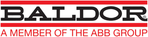 Baldor logo, a member of the ABB Group, displaying brand affiliation