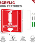 Fire Extinguisher Sign With Down Arrow Glow In The Dark Acrylic 6 By 6 Inches 4 Pack With 2 Pre Drilled Holes And Screws