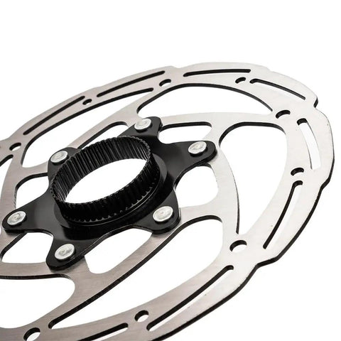 Centerlock 140mm Disc Brake Rotor For MTB And Road Bikes With Beefy High Strength Steel Core And Lightweight Alloy Body