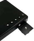 Close-up of Rugged Pressure Washer Skid Plate Frame In Black Painted Steel With Rubber Feet 10x16 Deck, Pre Drilled Holes