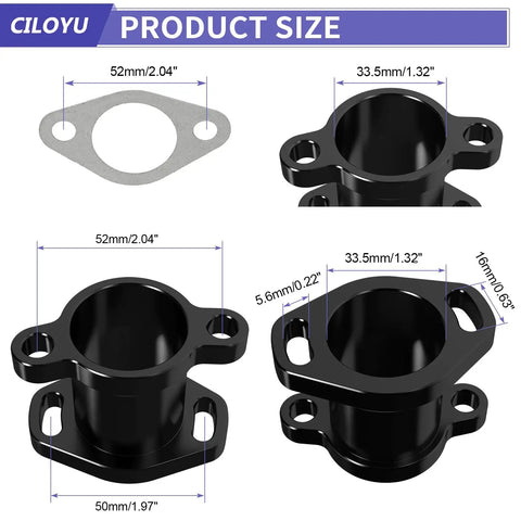 Dimensions of manifold in 30mm Carburetor With Exhaust Header Stage 1 Kit Replacement For Predator 420cc 301cc GX390 GX340 GX270 GX240