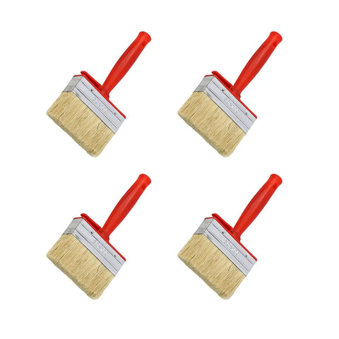 4 Piece Stain Applicators Set With Natural Bristles For Decks, Terraces, And Furniture Coating Projects, Rustproof Ferrules
