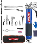 Pro Grade 8000 PSI Pistol Grip Grease Gun Kit With Two Spring Flex Hoses 18.5 And 19.5 Inches, 14 Oz Capacity, Quick Release Coupler