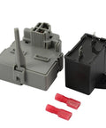 Plug And Play Drop In Refrigerator Start Relay And Run Capacitor Kit For Whirlpool Kenmore Amana Freezers And Fridges Includes 1 Start Relay And 1 Capacitor Fits WPW10189190 W10662129 W10197428 241941003 2255198 PS11740412 Quick Fix. Grey start relay and black capacitor with red connectors