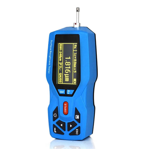 Digital Handheld Surface Roughness Tester Dang Accurate 0.001 Precision with OLED screen and controls for accurate measurements.