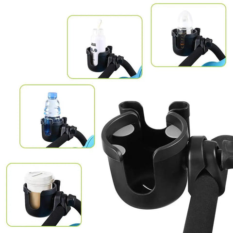 2 In 1 Stroller Cup Holder With Phone Mount Universal Cup Holder For Strollers Bikes Wheelchairs And More Keeps Drinks Secured And Your Phone Handy Fits Uppababy Doona Nuna Strollers And Most Handle Bars holding different bottles