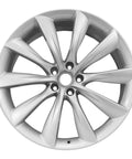 Freshly Refinished 22 Inch Oem Wheel Direct Drop Into Tesla Model X 2016 2017 Rear Hub, sleek silver finish, 10-spoke design.