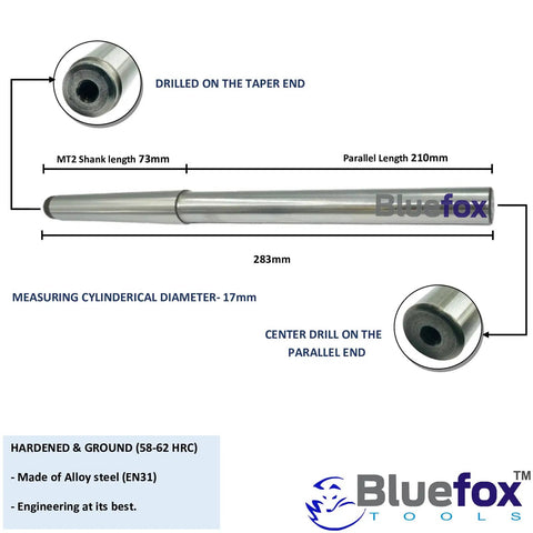 Rock Solid MT2 Lathe Mandrel Alignment Test Bar 11 Inch Built Tough With Hardened EN 31 Alloy Steel For Dead Straight Spindle Calibration And Zero Flex Operation On The Shop Floor