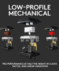 Exploded view of low-profile mechanical key switches in clicky, tactile, and linear variations for Badass Wireless Mechanical Gaming Keyboard Slinging Games With Crisp Clicky Keys And Dope RGB Lighting Ultra Thin PC Rig Plug And Go Pro Grade Wireless Performance Certified Renewed Black Beauty.