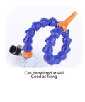 Flexible Lathe Coolant Tube Kit For CNC Machines, showing blue bamboo-joint pipe and fitting connector
