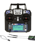 Flysky FS-i6 6CH 2.4GHz AFHDS 2A RC Transmitter With FS-iA6B Receiver for RC drones and models, close-up front view
