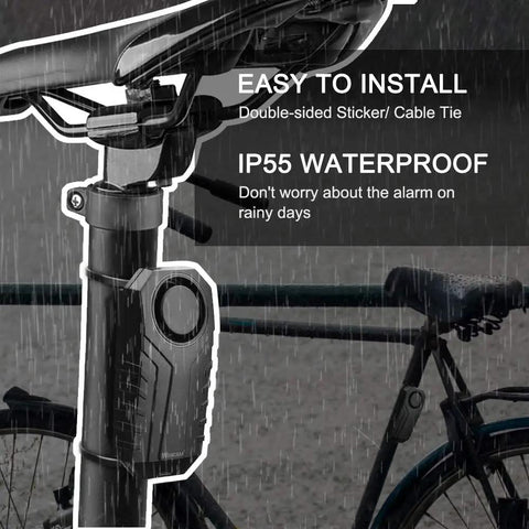 2 Pack 113dB Wireless Bike Alarm System With Remote For Motorcycle And Bicycle Anti Theft Motion Sensor And Vibration Trigger Waterproof Loud Siren Alarm Black And Blue