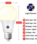 Outdoor Dusk To Dawn LED Sensor Bulbs Four Pack For Porch And Garage A19 Soft White 3000K 1200 Lumens 75W Equivalent
