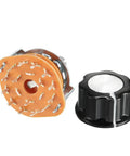 3 Pole 4 Throw Rotary Switch with Band Selector, black plastic knob, 9mm mount hole, 15 pins, nut included, two pieces pack