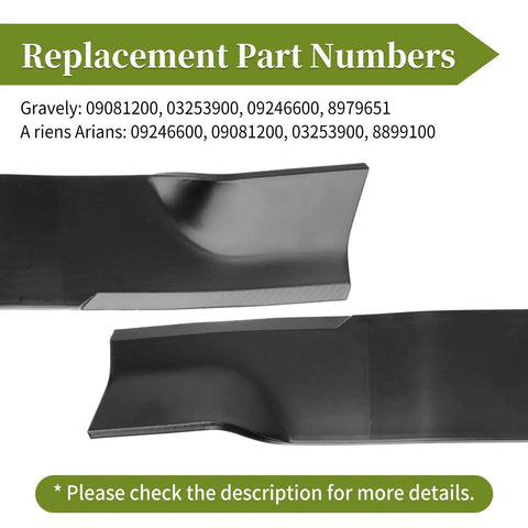 Close-up of High Lift Blades Kit For 60 Inch Mower Decks And Pro Master 260Z Zero Turn Mowers 3 Pack Replacement 09081200 03253900 09246600CKT
