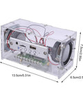 DIY Bluetooth Speaker Kit With USB Mini Stereo Amplifier Soldering Kit LED Lights Transparent Case with measurements