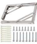 12 Inch Folding Shelf Brackets 2 Pack Stainless Steel Built Tough L Brackets Corrosion Resistant with screws for wall shelves