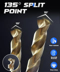 Pro Grade M42 Cobalt Drill Bit Set 21 Pcs Precision Ground Twist Bits showing 135° split point design for enhanced drilling performance.