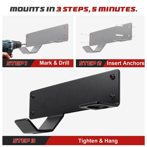Installation guide for Wall Mount Jack Stand Organizer Rack For Heavy Duty Hydraulic Trolley Jacks Garage Wall Mounted Tool Holder.