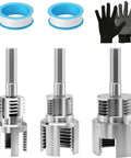 Dual Function PVC Pipe Threader Kit For One Half Three Quarters And One Inch Pipes Internal And External Threading Tool For Home Repair DIY Plumbing Projects Heavy Duty Carbon Steel with gloves and pipe tape