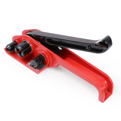 Heavy Duty Pallet Strapping Kit With 3/4 Inch X 1640 Ft Polypropylene Woven Cord Coils And 300 Metal Buckles Plus Rock Solid Tensioner Tool, red metal tensioner tool.