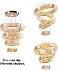 Four Ring Crystal LED Chandelier Pendant Light With Warm White 3000K Dope Modern Stainless Steel Ring Ceiling Fixture