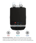 Countertop Bottleless Water Cooler Dispenser With Self Cleaning Filtration System showing front view of tri-temp settings