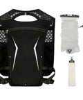 Hydration Vest For Runners Water Pack With Built In Reservoir Lightweight Hydration Backpack in black with accessories visible.