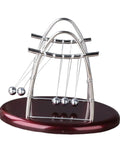 Newton's Cradle Pendulum Dynamics Learning Kit for Hands On Education and Large Desk Decor, metal frame, swinging balls