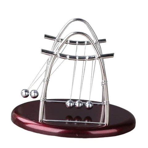 Newton's Cradle Pendulum Dynamics Learning Kit for Hands On Education and Large Desk Decor, metal frame, swinging balls