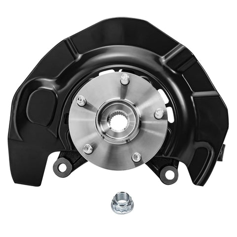 Front view of durable steel Front Right Steering Knuckle And Wheel Bearing Hub Assembly Replacement For 2004 2005 2006 2007 Toyota Highlander AWD 3.3L Gas