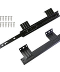 Badass Heavy Duty Keyboard Tray Guides With Ball Bearing Slides Three Fold Extensions Built To Last Thick Steel Rust Resistant Black Finish Smooth Desk Glides 10 Or 12 Inch Lengths 35 Or 60mm Lugs Easy Assembly For Pros Seeking Top Gear, black steel slides with screws