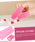 No Sweat Finger Shields Durable Anti Static Pink Latex Covers For Joint Relief And Cracked Skin Repair on fingers with pills.