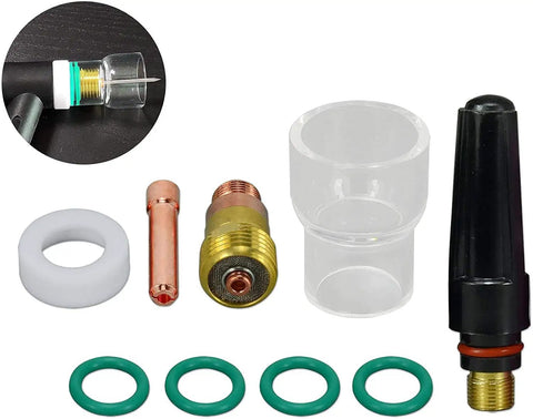 Stubby Gas Lens Collet Body Kit For TIG Welding Torch With Glass Cup Nozzle Set 3 32nd Inch 2.4 Millimeter Collet Components